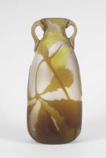 LEGRAS. Vase ovoïde en verre, à décor polychrome