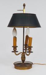 Lampe bouillotte de style Louis XVI en bronze et t&le...