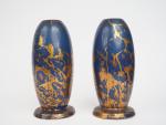 Lucien BRISDOUX (1878-1963)
Paire de vases ovoïdes Art déco en porcelaine,...