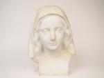 F. MICHELET
" Portrait de Rosa Mystica "
Sculpture en marbre blanc...