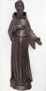 "Moine"
Grand sujet de style XVIIème en chêne sculpté.
H. 116,5 cm