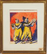 Arthur FILLON
"Les clowns"
Aquarelle.
Dim à vue : 24 x 19,5 cm