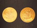 Deux pièces de 10 Dollars or, 1901 et 1905.
FRAIS ACHETEURS...