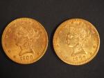 Deux pièces de 10 Dollars or, 1900 et 1906.
FRAIS ACHETEURS...