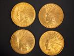 Quatre pièces de 10 Dollars or, 1910, 1911 (x2), 1913.
FRAIS...