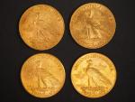 Quatre pièces de 10 Dollars or, 1910, 1911 (x2), 1913.
FRAIS...