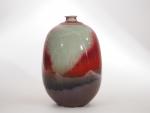 Vase ovoïde en grès rouge et gris.
H. : 21,5 cm.