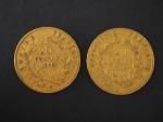 Deux pièces de 20 Francs or,1852-A et 1858-BB.
FRAIS ACHETEURS :...