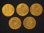 Cinq pièces de 20 Francs - 8 Forint or, Francois...