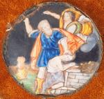 Email polychrome XVIIème
"Le sacrifice d'Isaac"
Dans un cadre en bois doré...