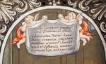 Plaque en émail peint polychrome représentant Saint Francois de Paul...