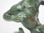 Ecole francaise XXème
"Héraclès"
Sculpture en bronze à patine verte.
Socle en marbre...