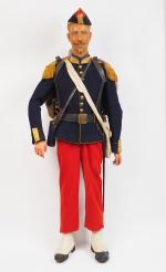 Mannequin ancien en uniforme de voltigeur du 54ème régiment d'infanterie...