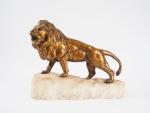 DE FIESOLE
" Lion rugissant "
Sculpture en marbre blanc et bronze...