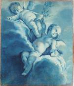 Ecole francaise fin XVIIIème
"Angelots"
Peinture en camaïeu bleu
Dim. 40 x 46,5...