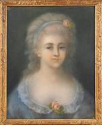Ecole francaise fin XVIIIème début XIXème
"portait de jeune fille". 
Pastel...