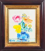 P. AIZPIRI. 
"Bouquet de fleurs dans un vase"
Huile sur toile,...