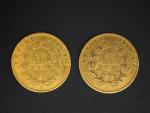 2 pièces de 10 francs or (1855, 1856).
FRAIS ACHETEURS :...