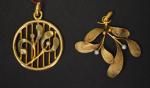 2 pendentifs Art Nouveau en or et perles à décor...