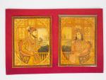 Paire de miniatures sur ivoire indiennes, représentant deux dignitaires dans...