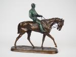 PIERRE JULES MENE (d'après).
"Le Jockey".
Sculpture en bronze à patine brune...
