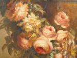Ecole francaise XIXème.
"Bouquet de fleur en médaillon".
Huile sur toile.
Dim: 64...
