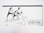 Carte de vœux pour l’expédition Antarctique 1957-1958 dessinée par Hergé<br />
Estimation 600/700 €-<br />
©Hergé/Moulinsart-2021